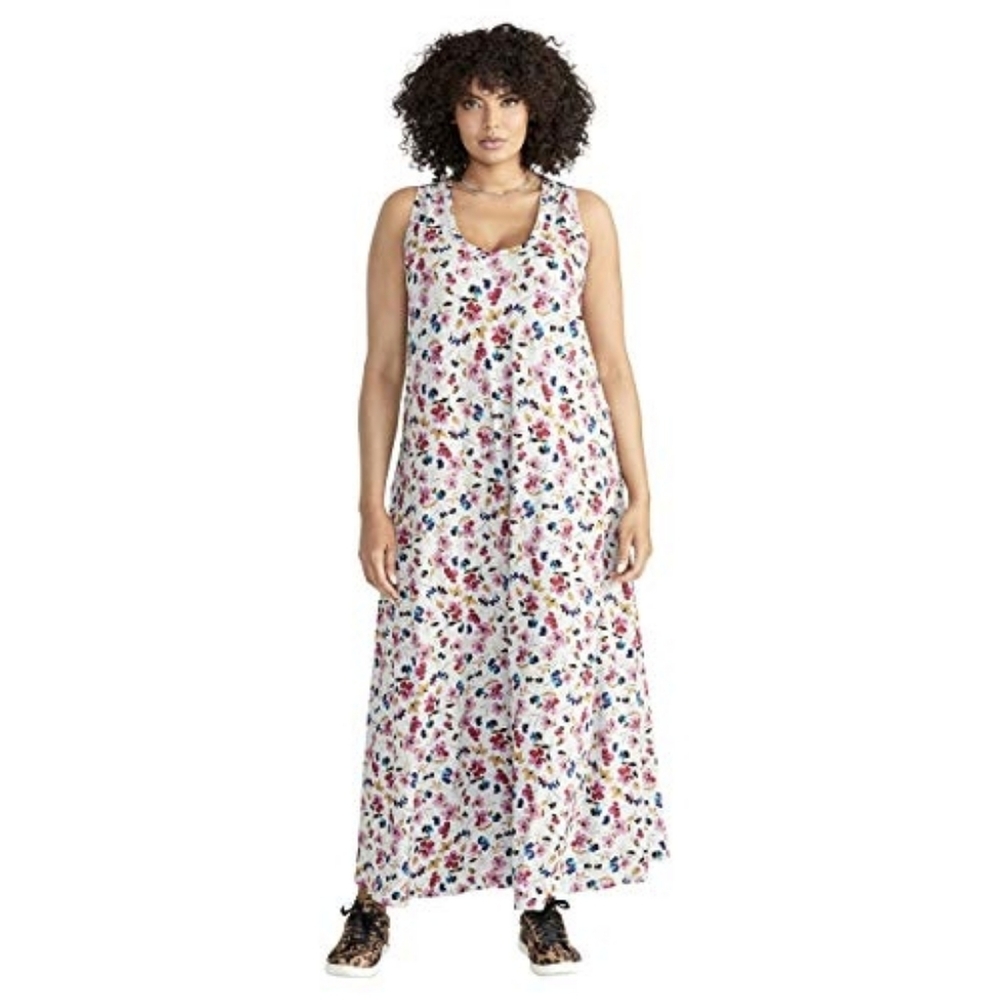 RACHEL Rachel Roy White Floral Maxi Tank Dress
